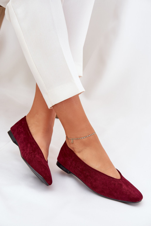Klassikalised ballerinad burgundia faux suede Osallin