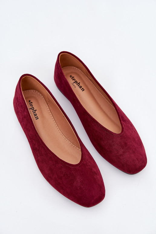Klassikalised ballerinad burgundia faux suede Osallin