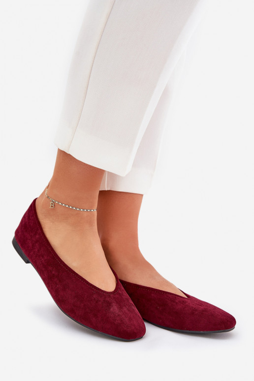 Klassikalised ballerinad burgundia faux suede Osallin