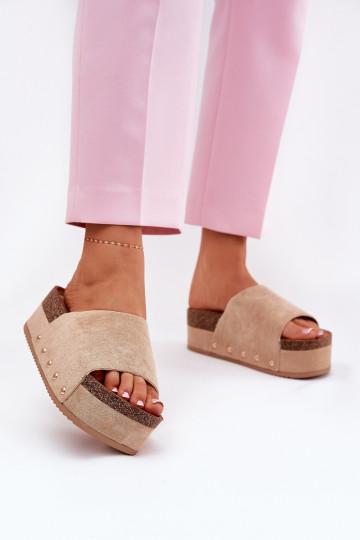 Naiste platvormi sussid khaki faux suede Vinnibe