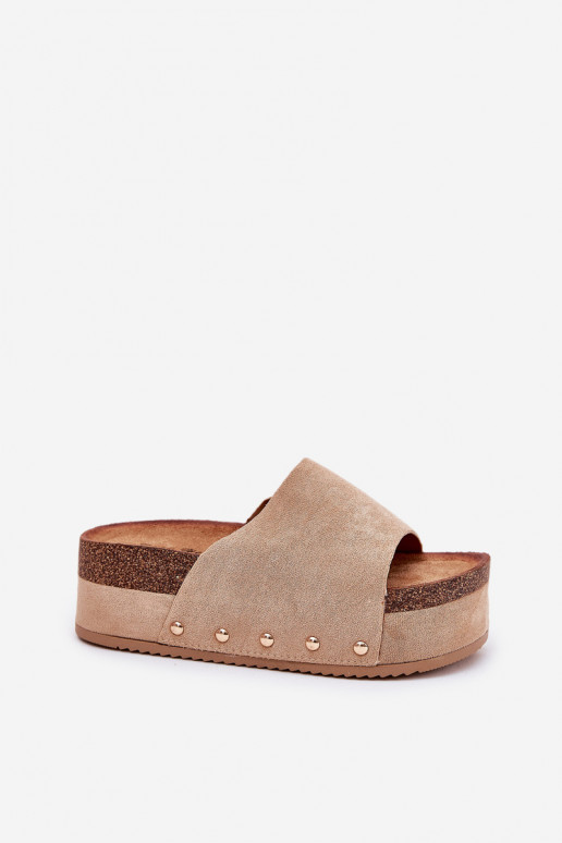 Naiste platvormi sussid khaki faux suede Vinnibe
