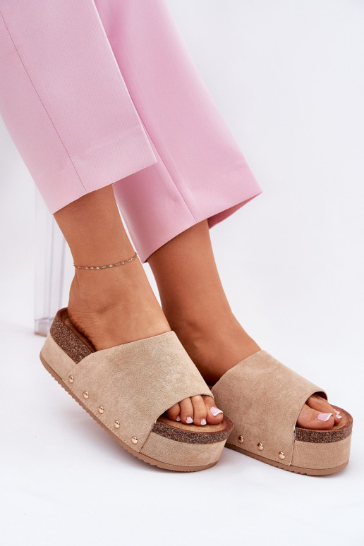 Naiste platvormi sussid khaki faux suede Vinnibe