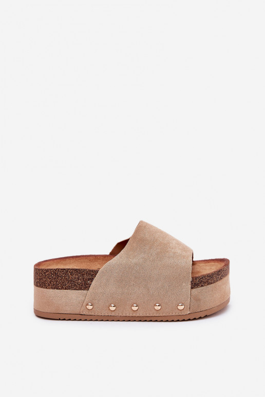 Naiste platvormi sussid khaki faux suede Vinnibe