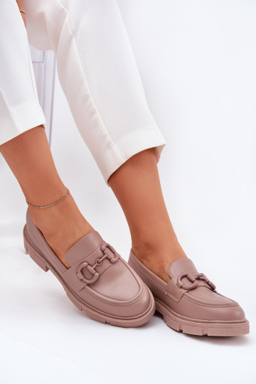 Naiste mokasiinid dekoratiivsete detailidega khaki faux leather Seftass