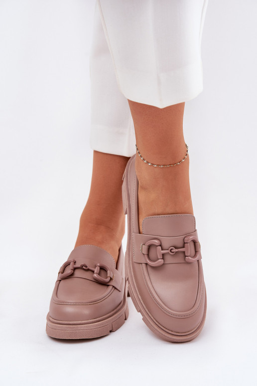 Naiste mokasiinid dekoratiivsete detailidega khaki faux leather Seftass