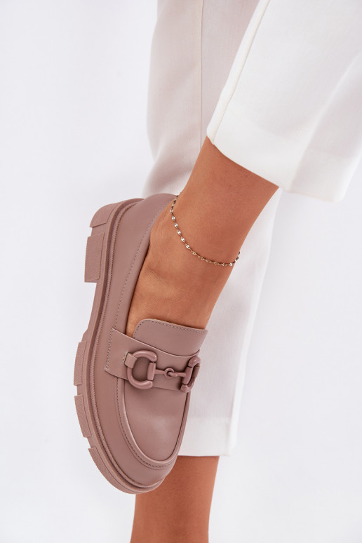 Naiste mokasiinid dekoratiivsete detailidega khaki faux leather Seftass