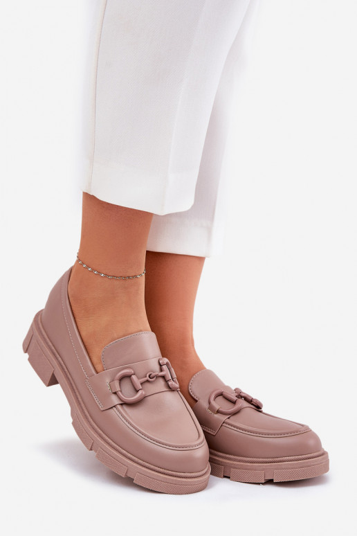 Naiste mokasiinid dekoratiivsete detailidega khaki faux leather Seftass