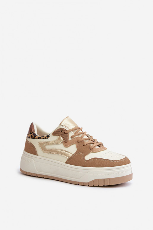 Naiste sneakerid kunstnahast platvormiga ja leopardimustriga beežis Henizore