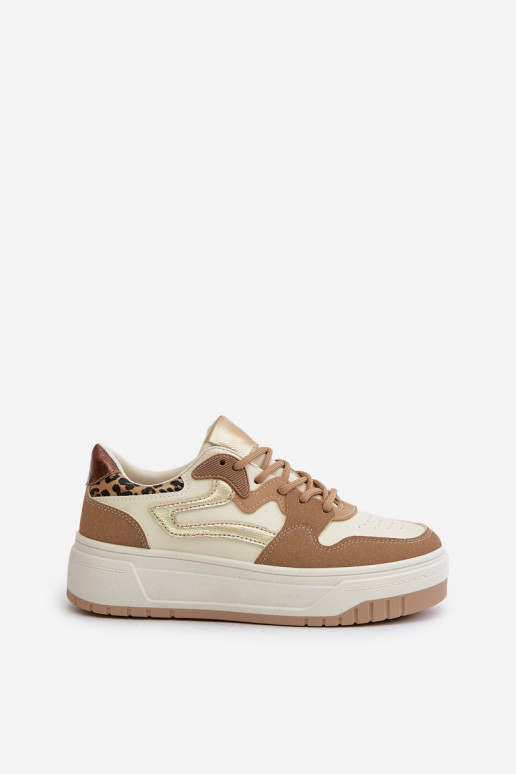 Naiste sneakerid kunstnahast platvormiga ja leopardimustriga beežis Henizore