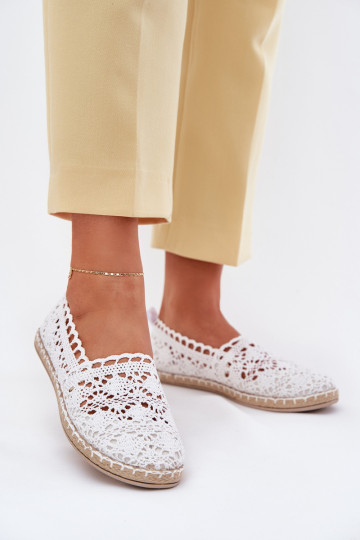 Valged naiste espadrillid pitsist Adelira