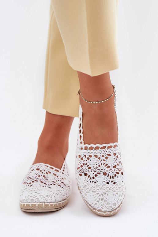 Valged naiste espadrillid pitsist Adelira