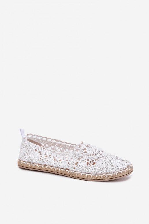 Valged naiste espadrillid pitsist Adelira