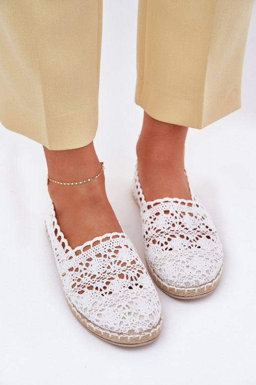 Valged naiste espadrillid pitsist Adelira