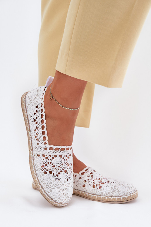 Valged naiste espadrillid pitsist Adelira
