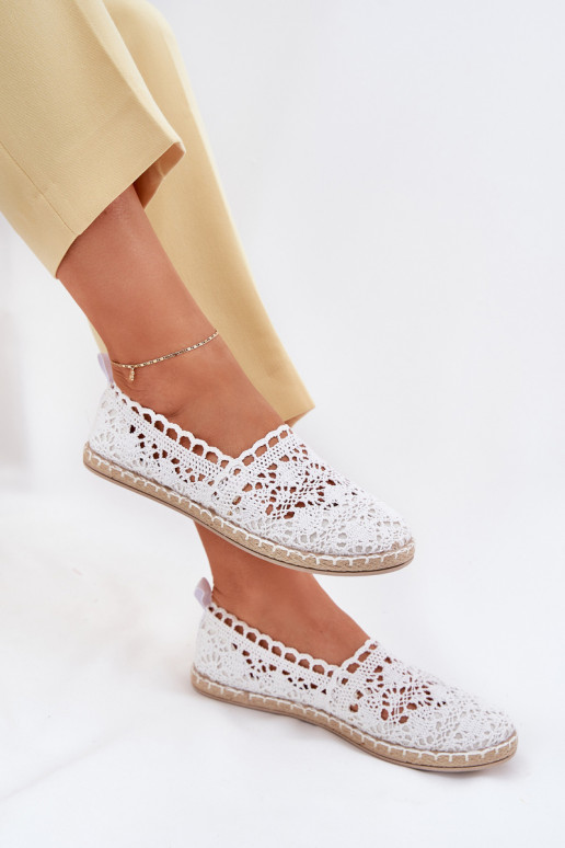 Valged naiste espadrillid pitsist Adelira
