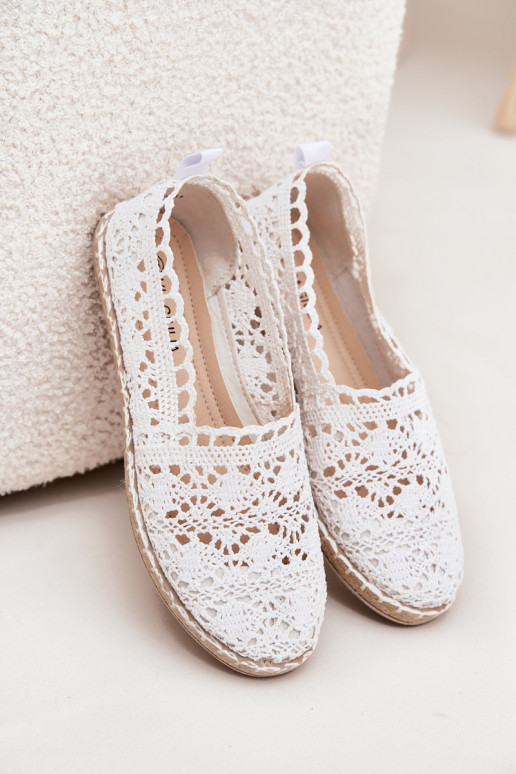 Valged naiste espadrillid pitsist Adelira