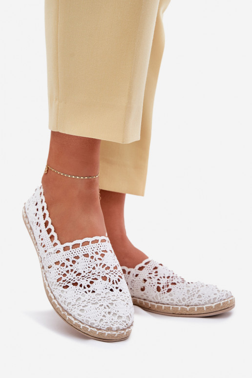 Valged naiste espadrillid pitsist Adelira