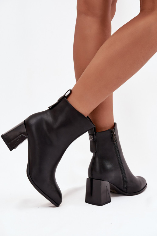 Isolatsiooniga ankle boots kontsaga valmistatud looduslikust nahast Vinceza 66812 mustas värvitoonis