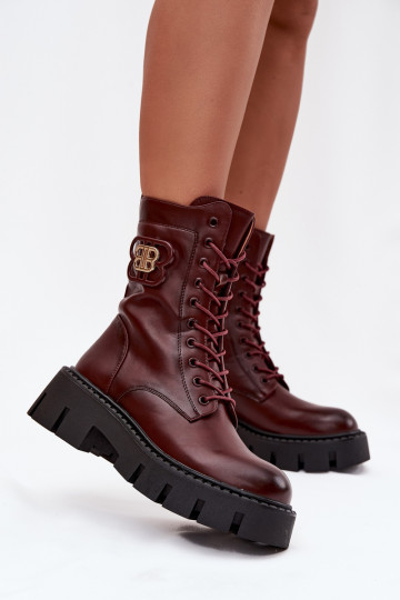 Soojad ankle saapad kaunistustega burgundia Melisse 2