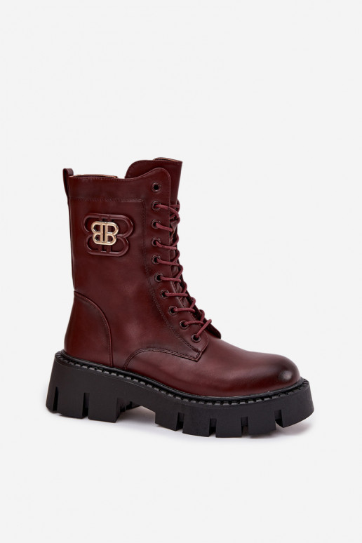 Soojad ankle saapad kaunistustega burgundia Melisse