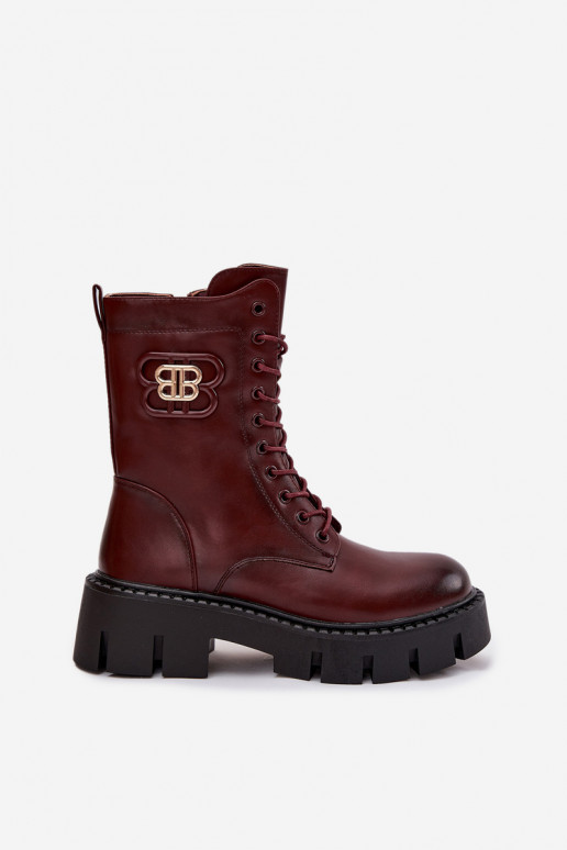 Soojad ankle saapad kaunistustega burgundia Melisse