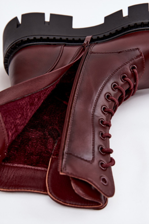 Soojad ankle saapad kaunistustega burgundia Melisse