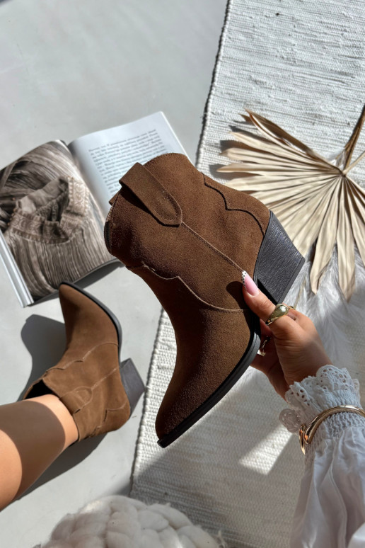 Naiste ankle saapad kauboistiilis pruuni kunstsuede Beretta