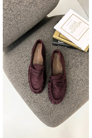 Naiste mokasiinid ruffle'idega kunstsuede burgundia Sabley 2