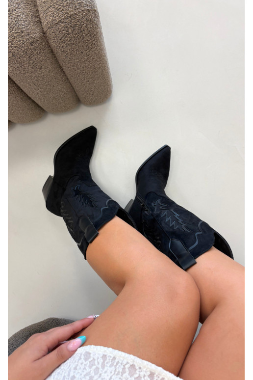 Knee-high cowboy-stiilis saapad mustas Betina