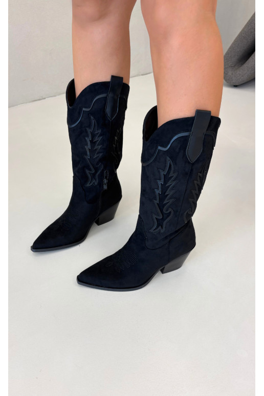 Knee-high cowboy-stiilis saapad mustas Betina