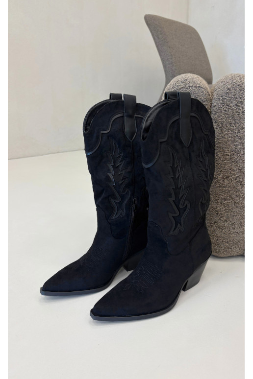 Knee-high cowboy-stiilis saapad mustas Betina
