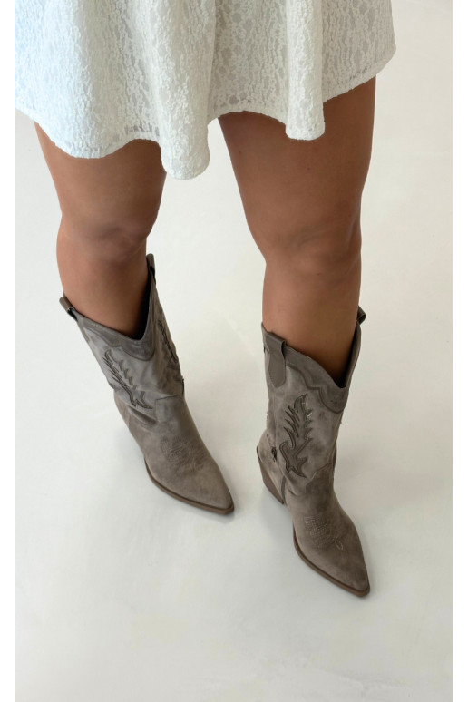 Knee-high cowboy-stiilis saapad khaki Betina