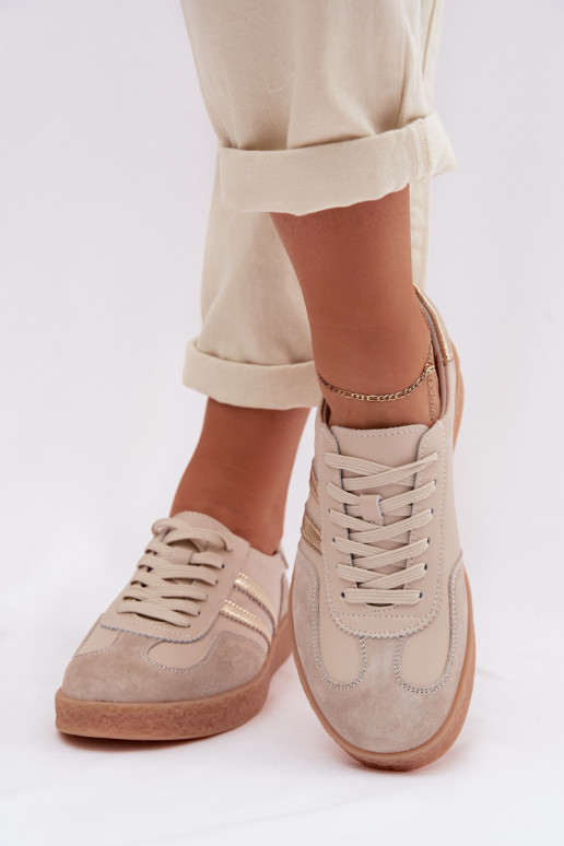 Naiste sneakers nahast S.Barski LR61-7059 liiv