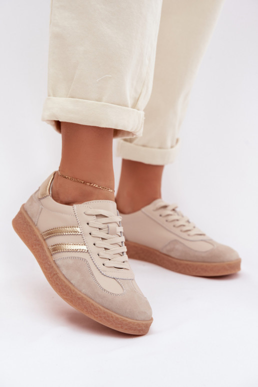 Naiste sneakers nahast S.Barski LR61-7059 liiv