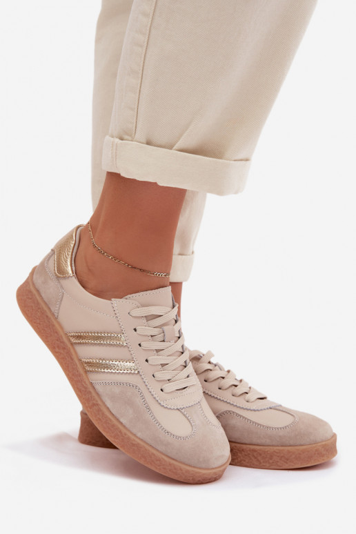 Naiste sneakers nahast S.Barski LR61-7059 liiv