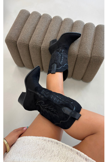 Knee-high cowboy-stiilis saapad mustas Betina