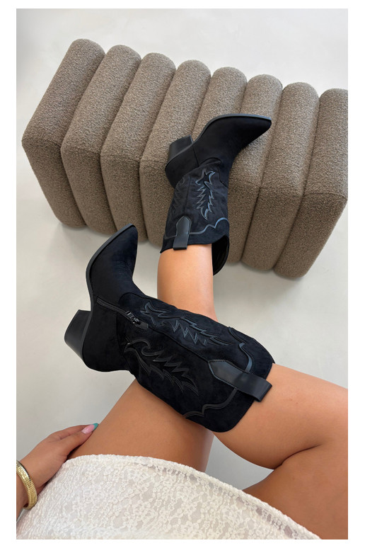 Knee-high cowboy-stiilis saapad mustas Betina