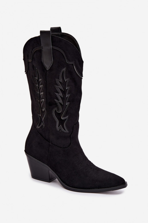 Knee-high cowboy-stiilis saapad mustas Betina
