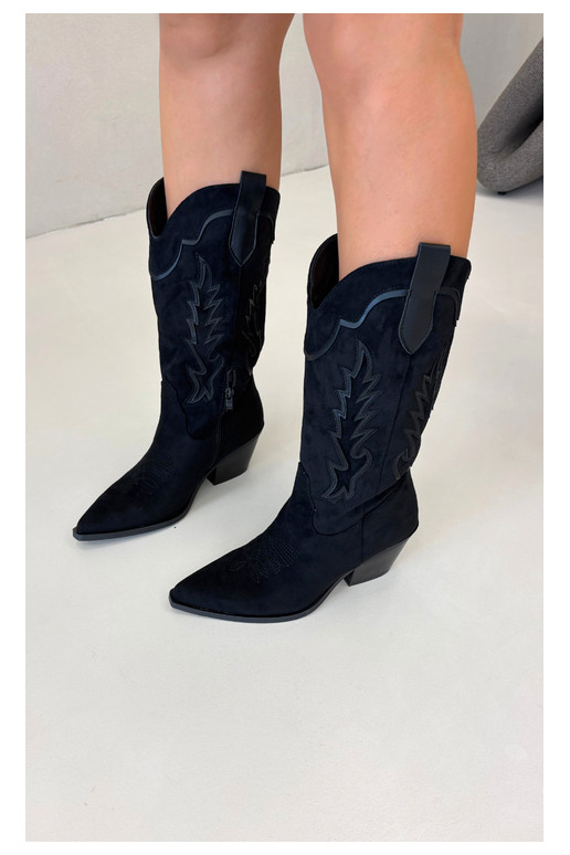 Knee-high cowboy-stiilis saapad mustas Betina