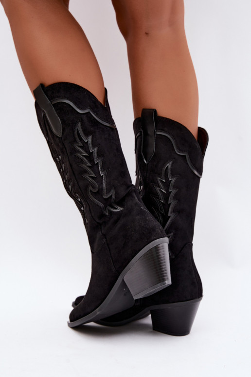 Knee-high cowboy-stiilis saapad mustas Betina