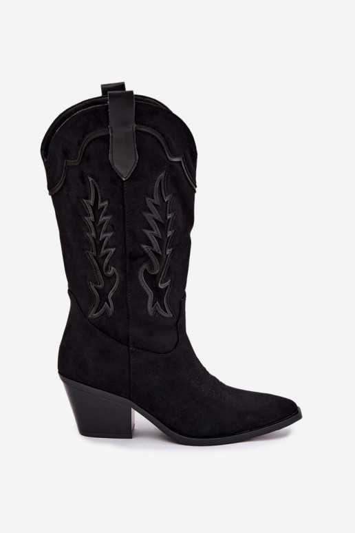 Knee-high cowboy-stiilis saapad mustas Betina