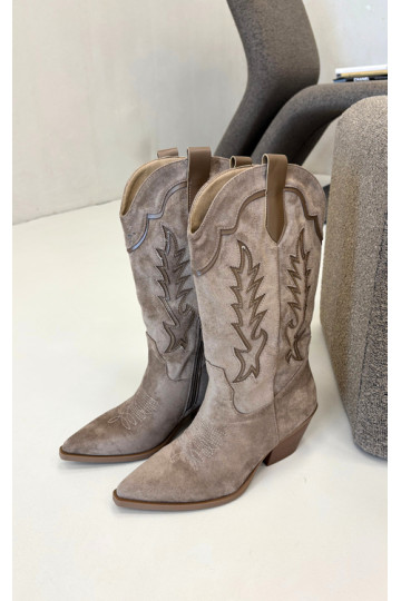 Knee-high cowboy-stiilis saapad khaki Betina 2