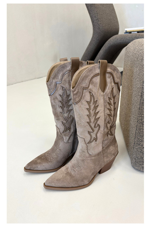 Knee-high cowboy-stiilis saapad khaki Betina