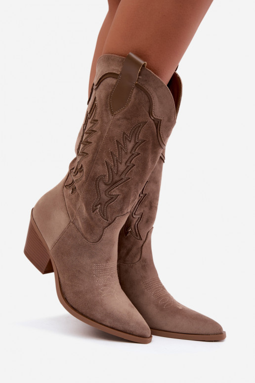 Knee-high cowboy-stiilis saapad khaki Betina