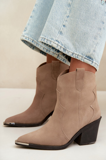 Khaki seemis cowboy-stiilis sooja saapad kontsadega Pelsa