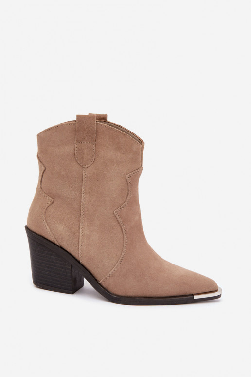 Khaki seemis cowboy-stiilis sooja saapad kontsadega Pelsa