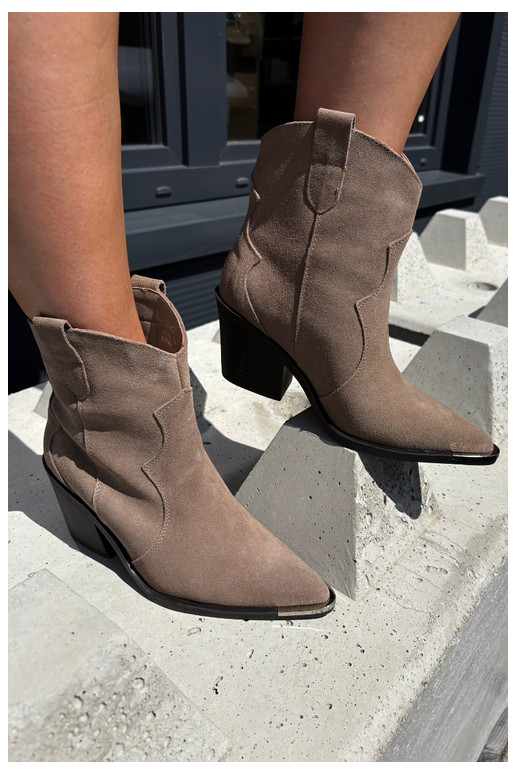 Khaki seemis cowboy-stiilis sooja saapad kontsadega Pelsa