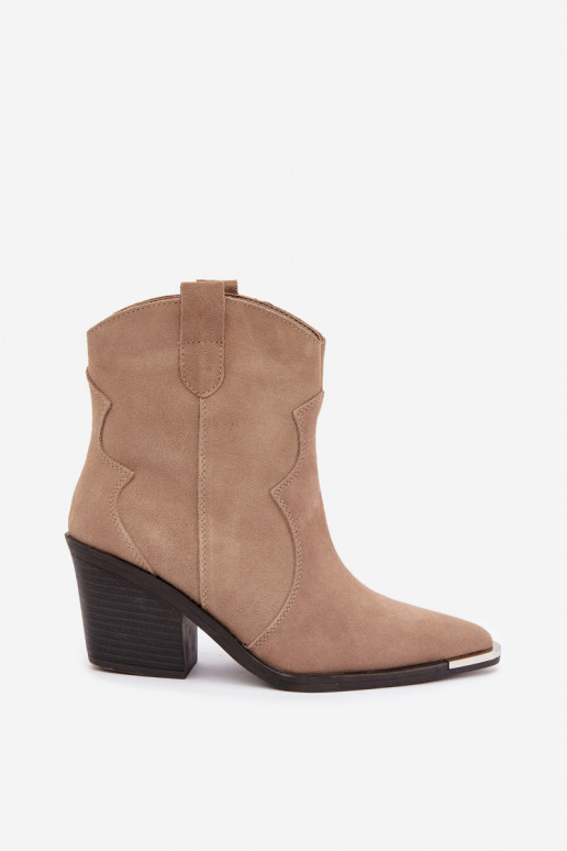 Khaki seemis cowboy-stiilis sooja saapad kontsadega Pelsa