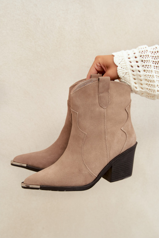 Khaki seemis cowboy-stiilis sooja saapad kontsadega Pelsa