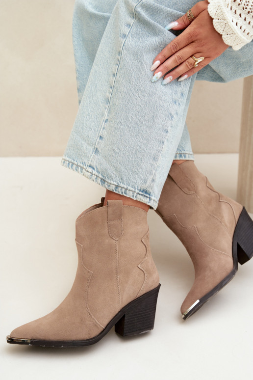 Khaki seemis cowboy-stiilis sooja saapad kontsadega Pelsa